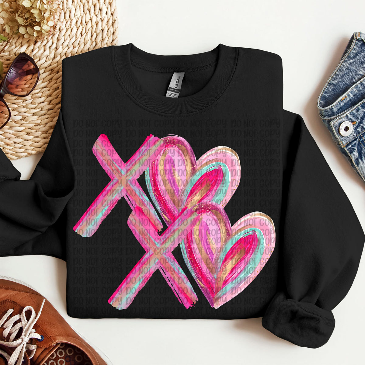 Xoxo brushstroke hearts (VP) DTF transfer