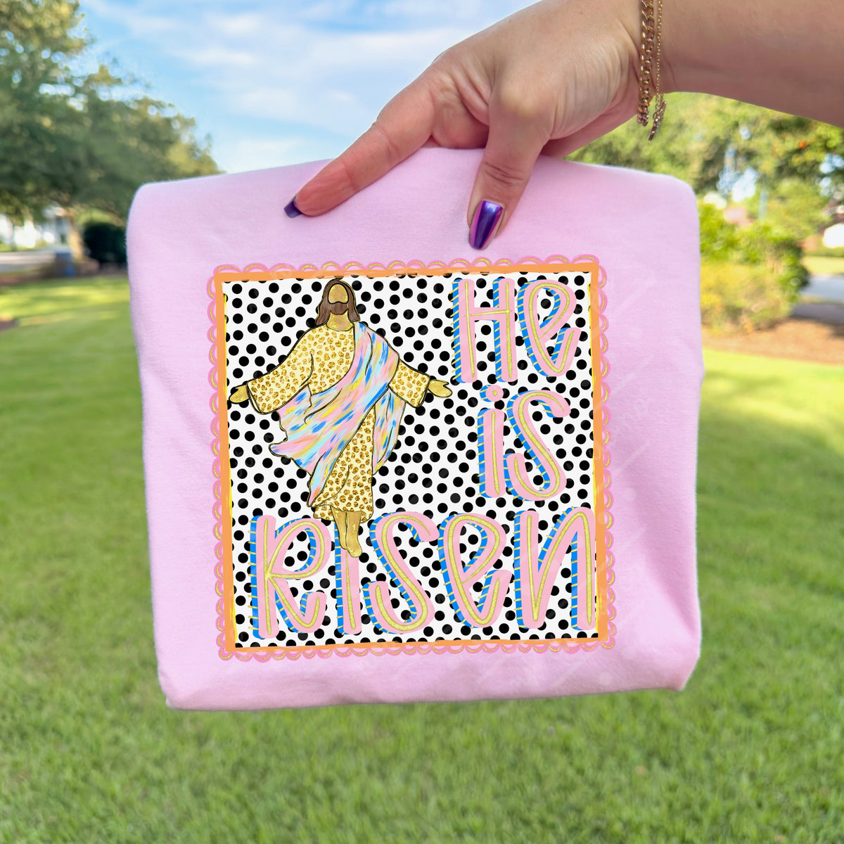 He is risen Dalmatian dots DTF Transfer