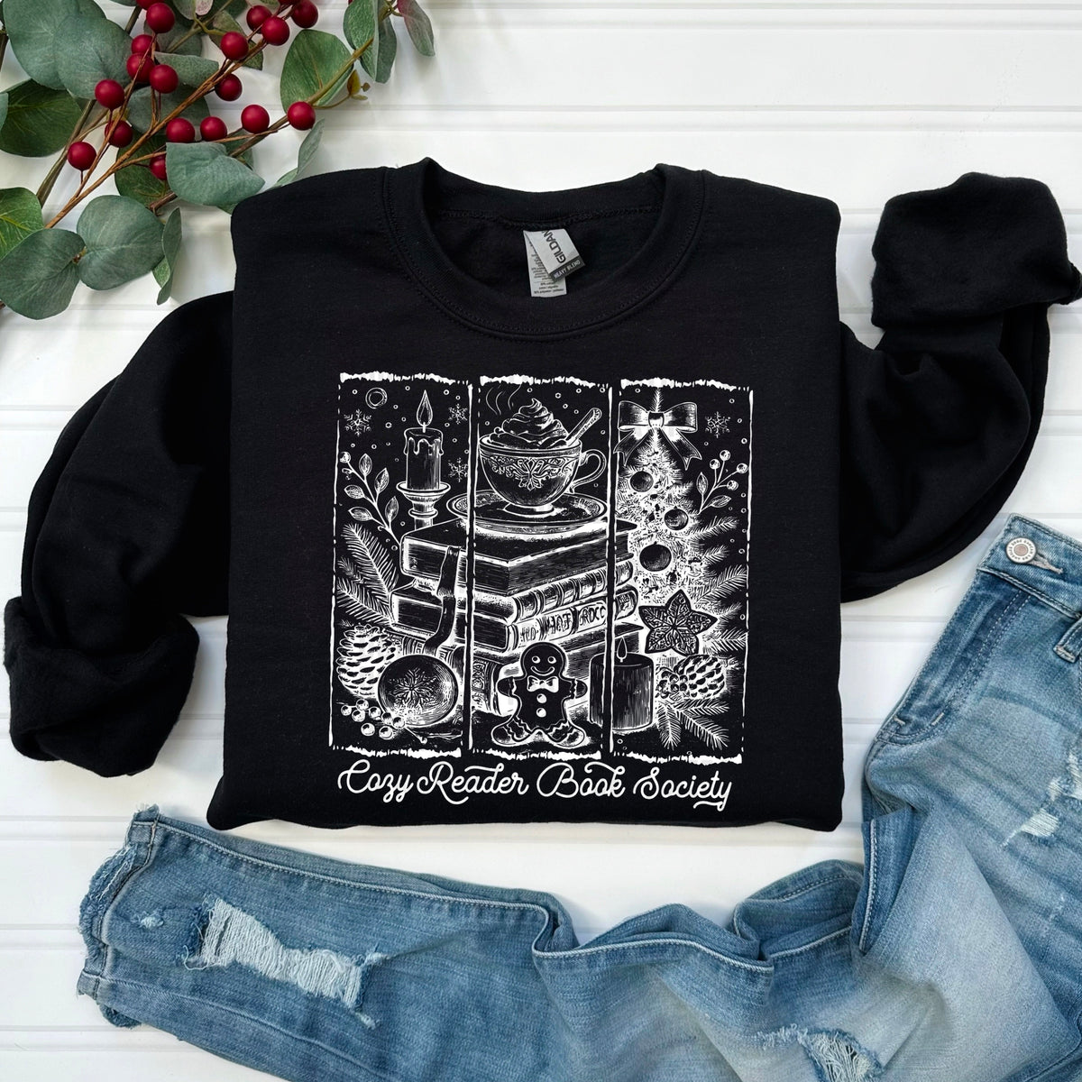 Cozy Readers Book Club Christmas (WHITE) 113368 DTF transfer