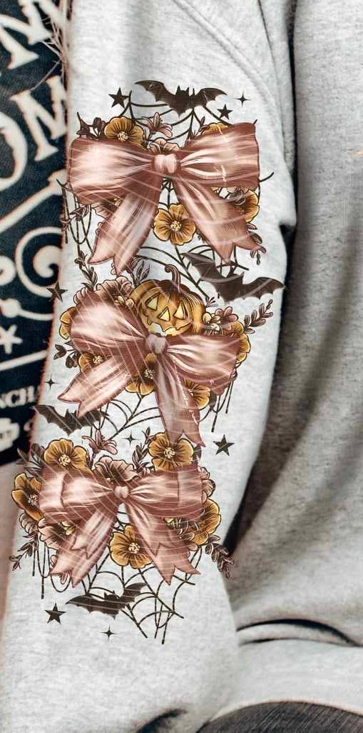 Pink Halloween bow sleeve (AG) 60429 DTF transfer