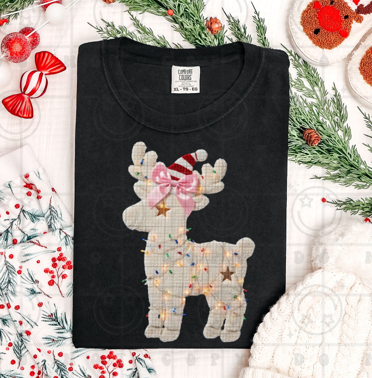 Faux Yarn light up reindeer (HW) DTF Transfer