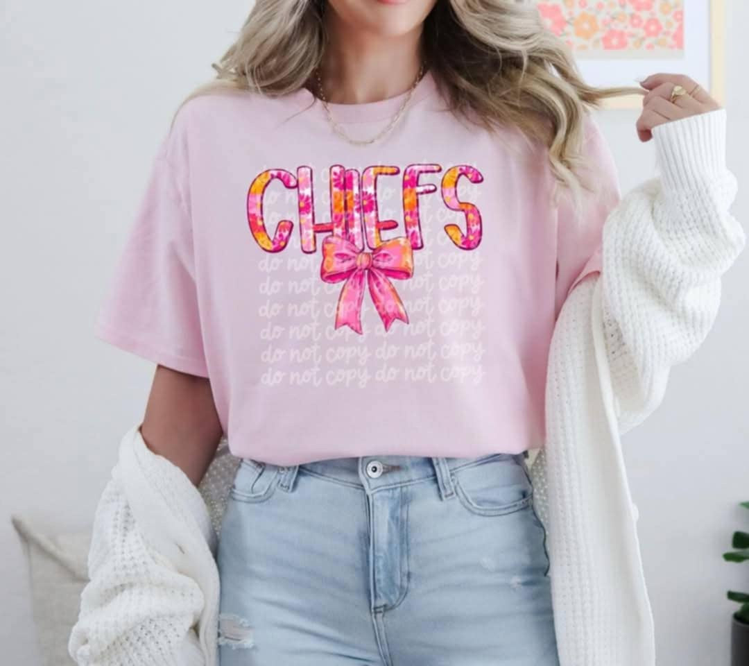 Chiefs pink and orange floral (PH) 93111 DTF transfer