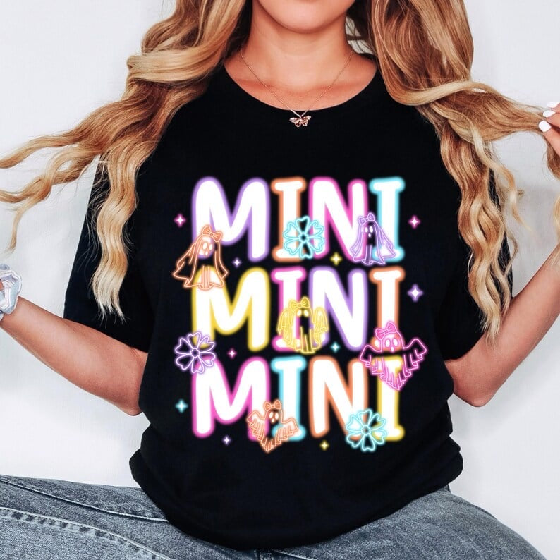 Mini stacked neon with ghosts 58209 DTF transfer