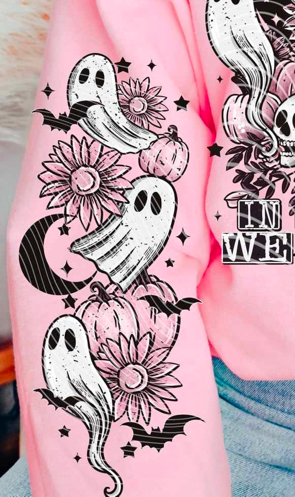 Breast cancer ghosts sleeve (AG) 60426 DTF transfer