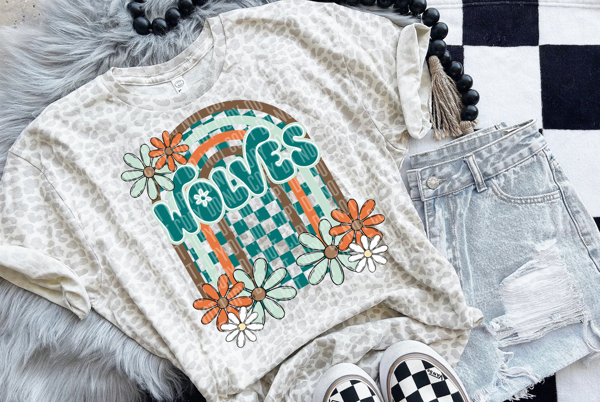 Floral Arch Mascot Dark Wolves 49244 DTF TRANSFER