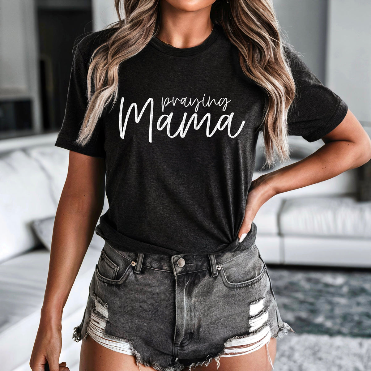Praying mama white font 93547 DTF transfer