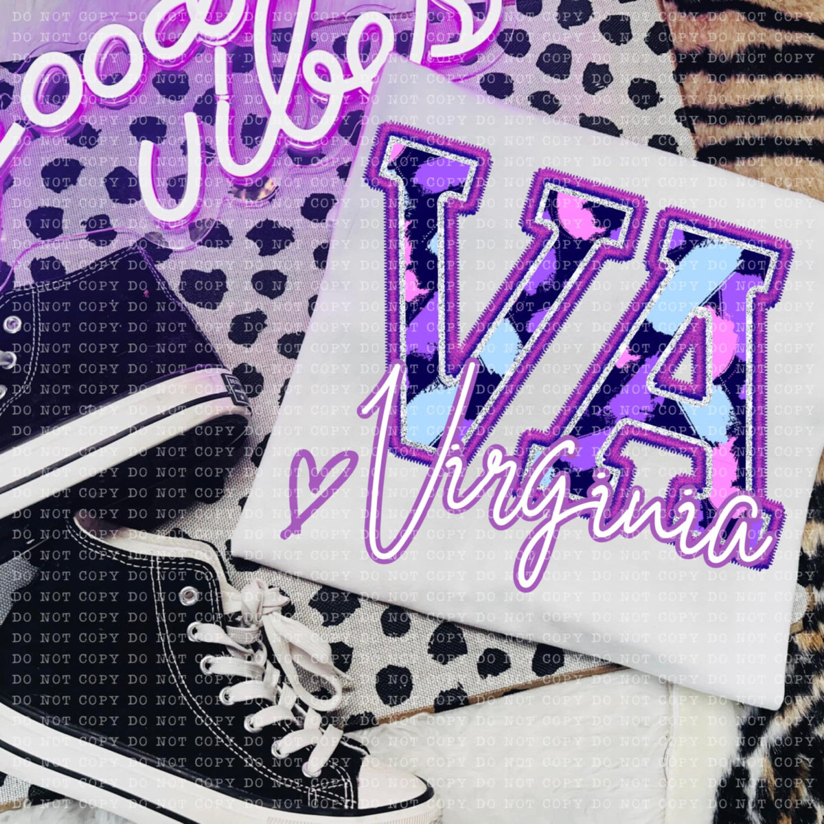 VA Virginia purple brushstrokes (ECHT) 94059 DTF transfer