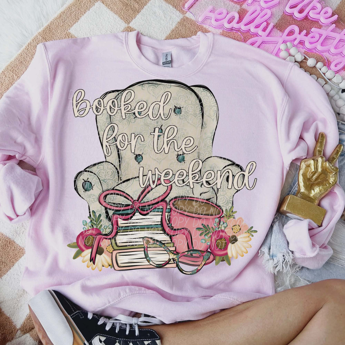 Booked for the weekend (tan chair) (city) DTF Transfer