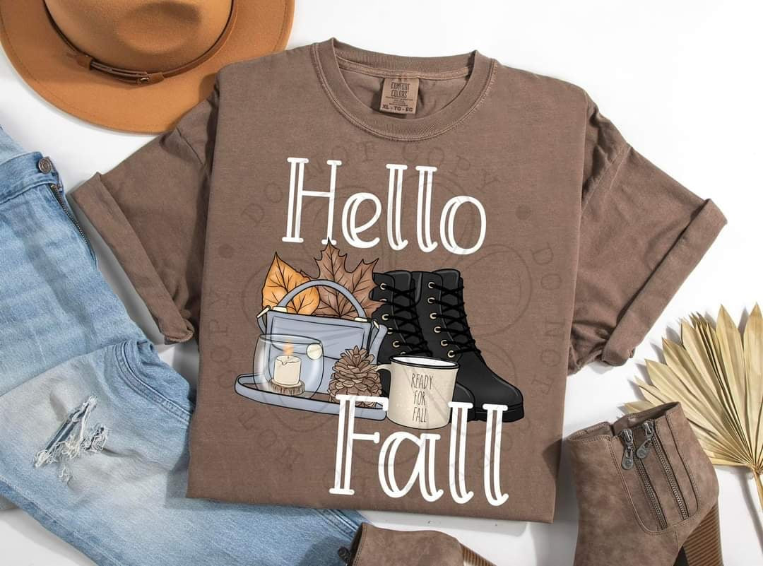 Hello fall white font (DDD) 58515 DTF transfer