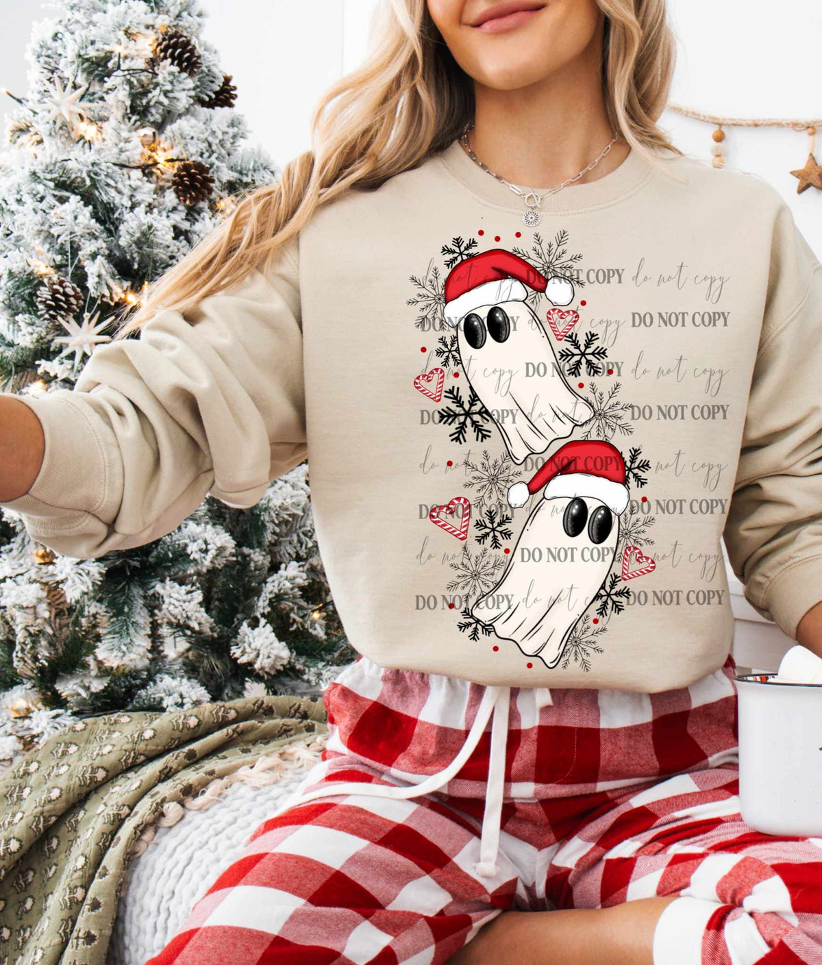 Christmas ghosts black snowflakes 62751 DTF transfer