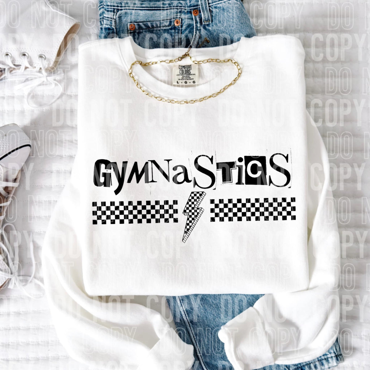 Gymnastics checkered lightning bolt 97015 DTF transfer