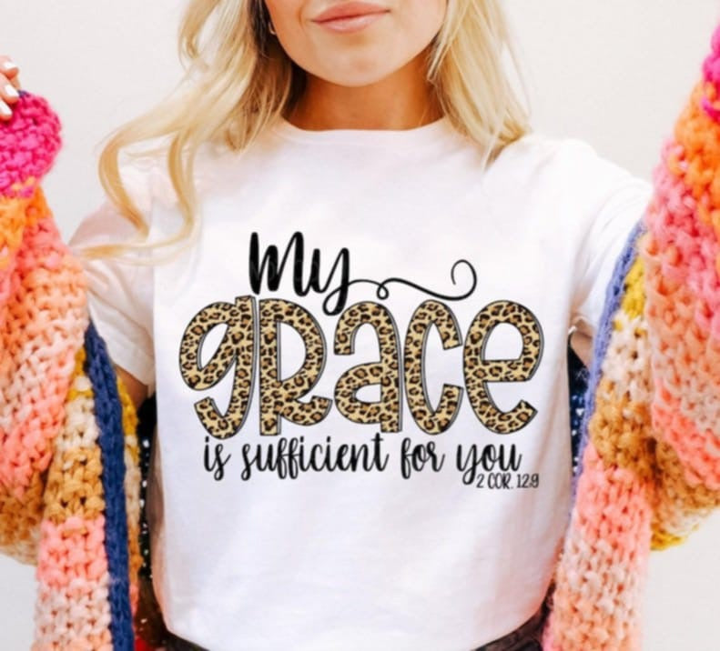 My grace is sufficient for you leopard 91047 DTF transfer