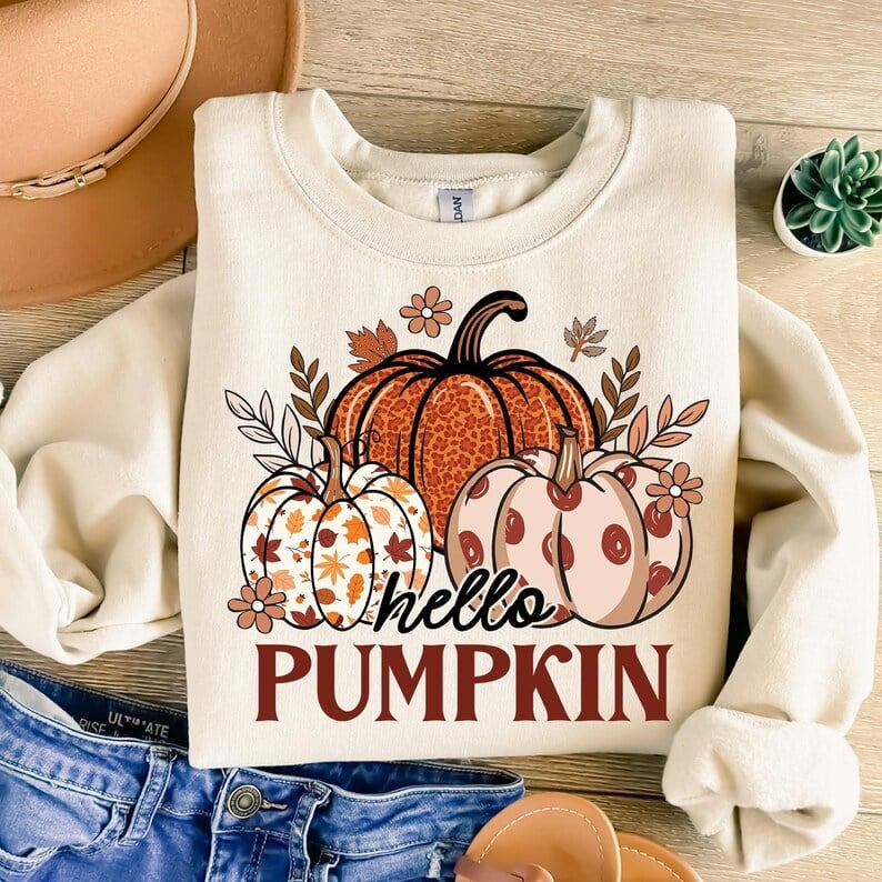 Hello pumpkin patterned pumpkins 58215 DTF transfer