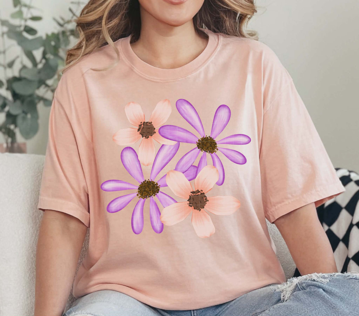Purple and pink flowers (linda) DTF transfer