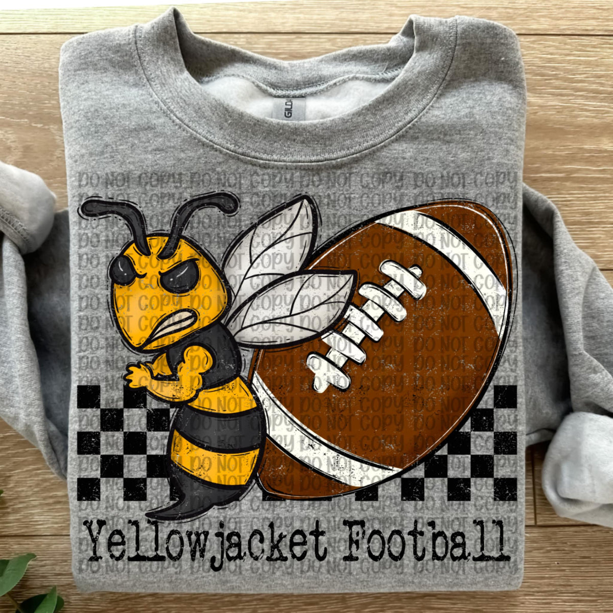 Yellow Jacket Football Checker VP DTF transfer