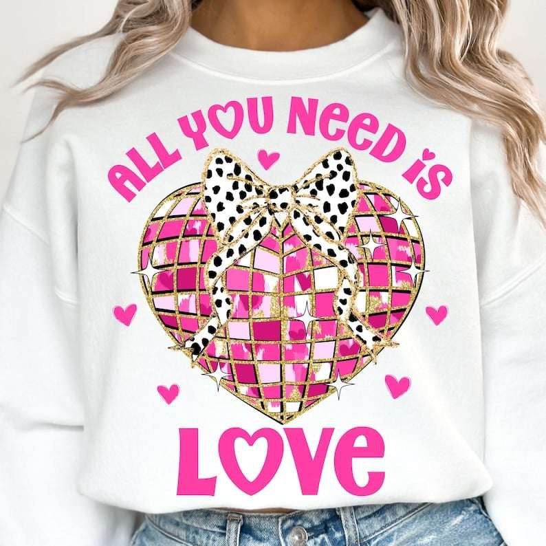 All you need is love disco heart 70787 DTF transfer