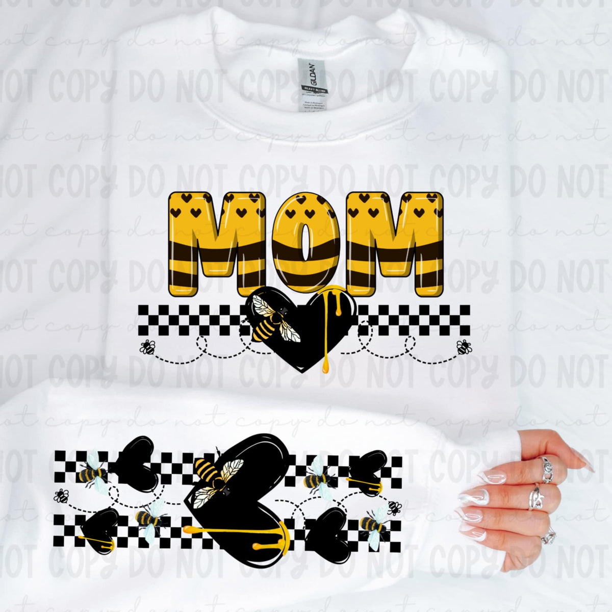 Mom honey bee patterned FRONT (REVEL) 91261 DTF transfer