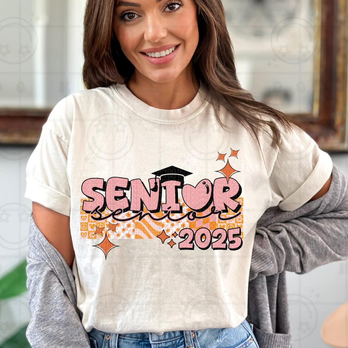 Senior 2025 pink and orange (HW) 93497 DTF transfer
