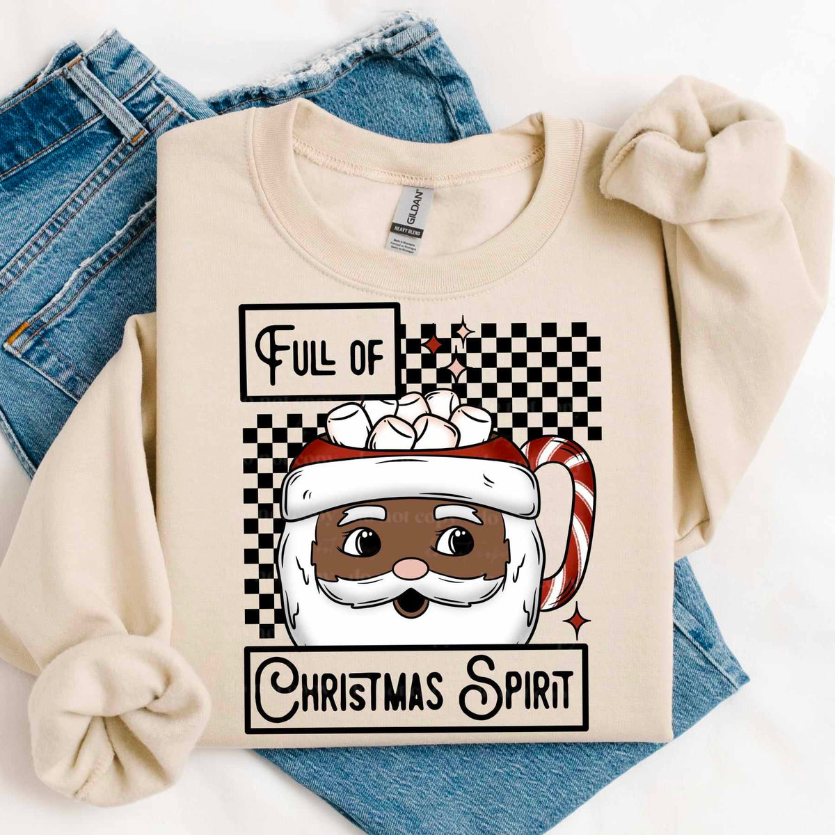 Full of Christmas spirit Santa mug dark skin (CSC) 60148 DTF transfer