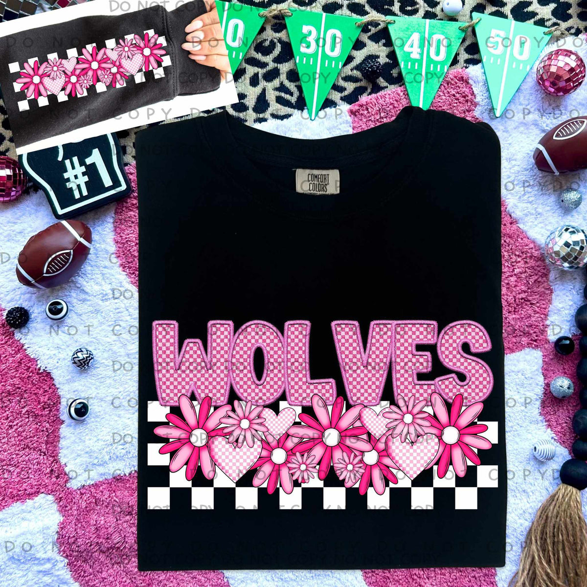 Wolves pink checkered (caplinger) 77889 DTF transfer