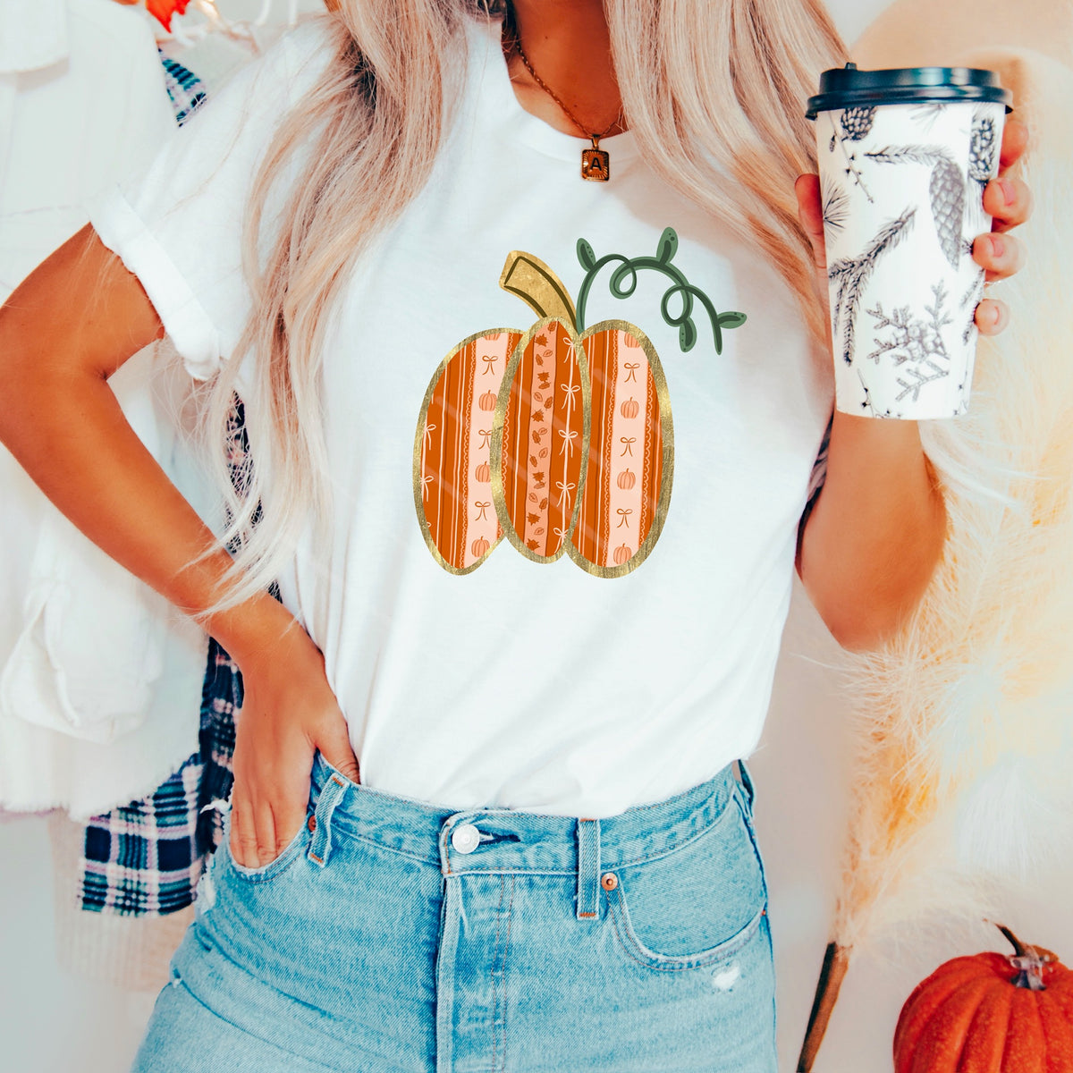 Striped Pattern Pumpkin 111910 DTF transfer