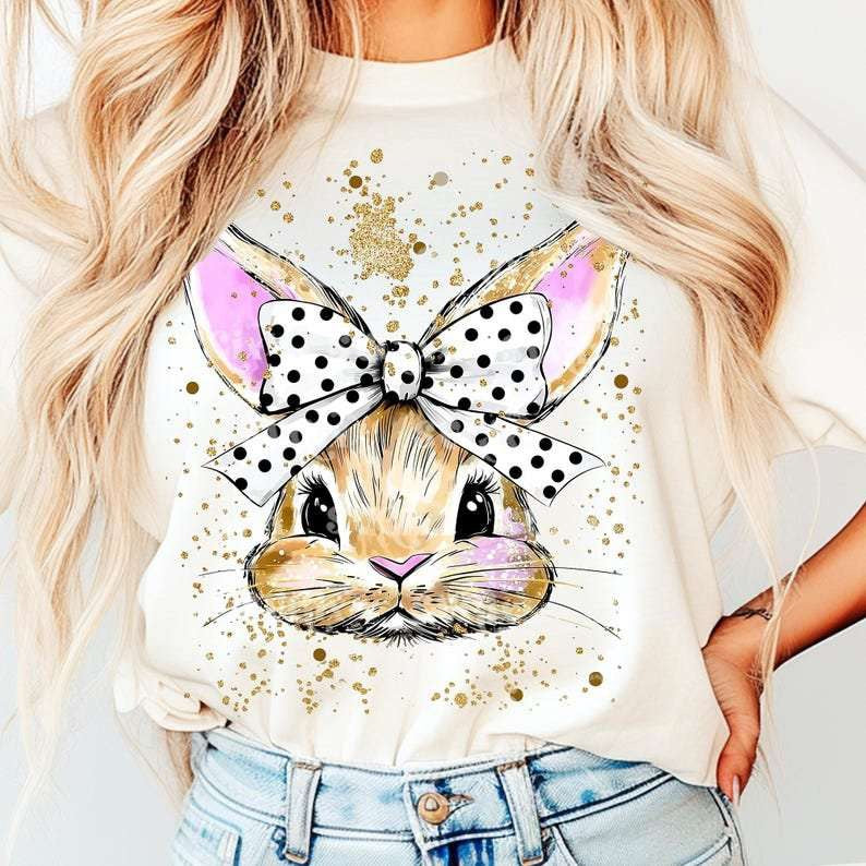 Bunny gold splats 80214 DTF transfer