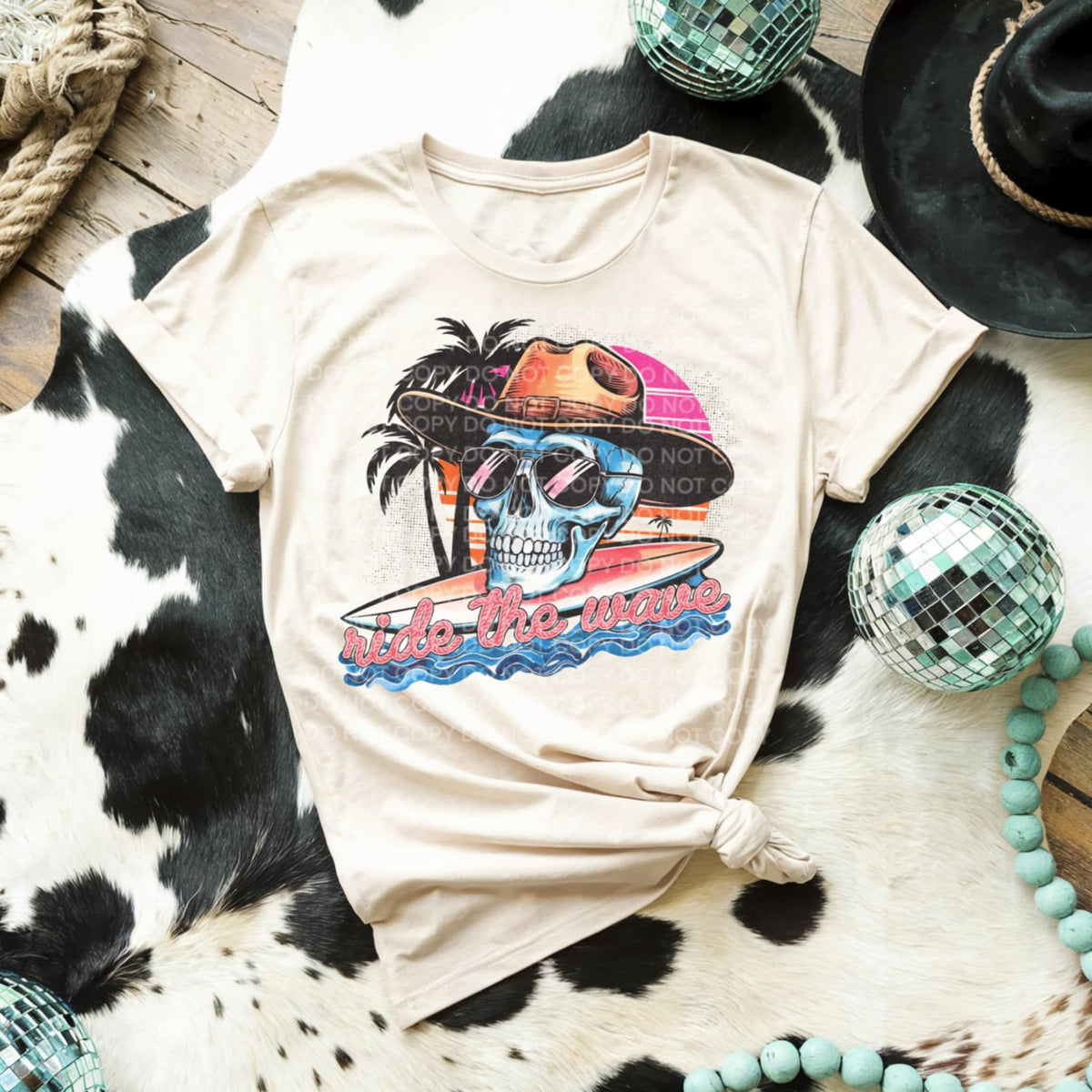 Ride the wave skull (SCG) 96277 DTF transfer