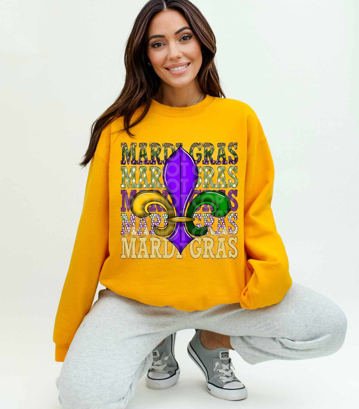 Mardi Gras stacked fluer de lis (DD) 80289 DTF transfer