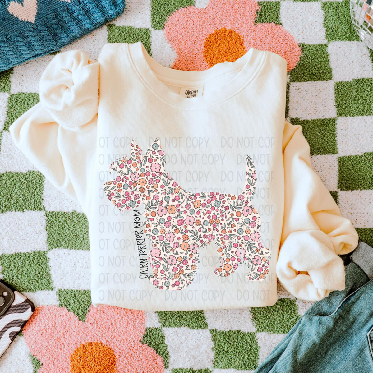 Cairn terrier mom floral puppy (SWD) 87807 DTF transfer