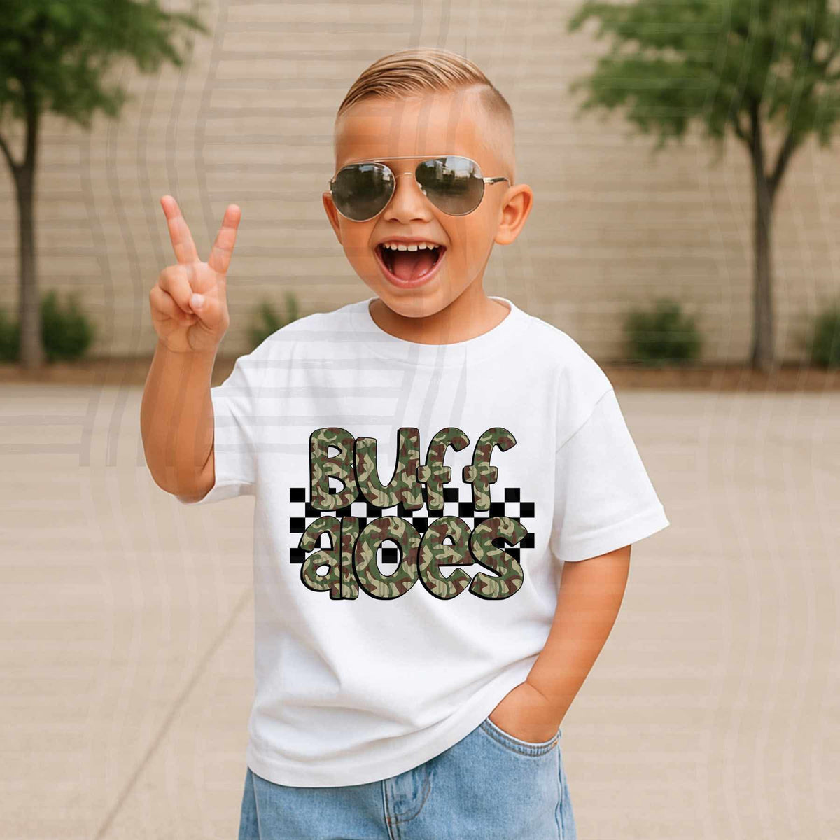 Buffaloes Camo checkered mascots (Caplinger) DTF transfer