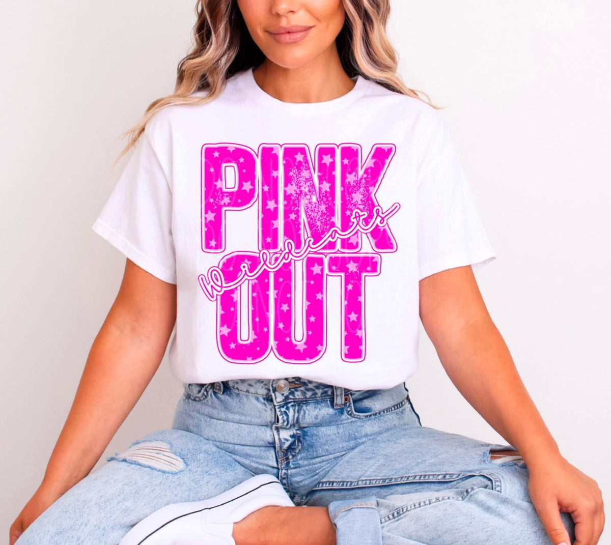 Wildcats pink Out Mascot pink and stars (C’s) DTF transfer