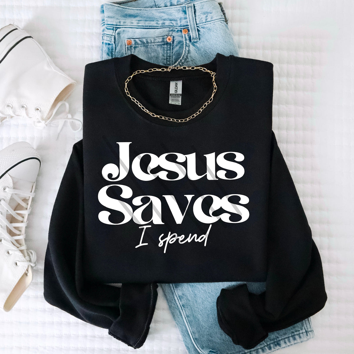 Jesus Spends I Save WHITE (MZ) 113550 DTF Transfer