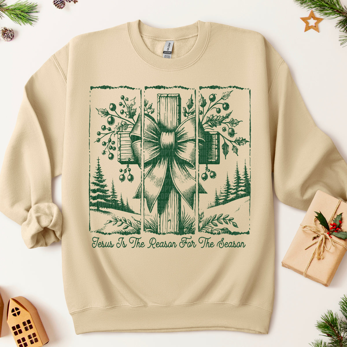 Jesus Reason Cross GREEN 113378 DTF transfer