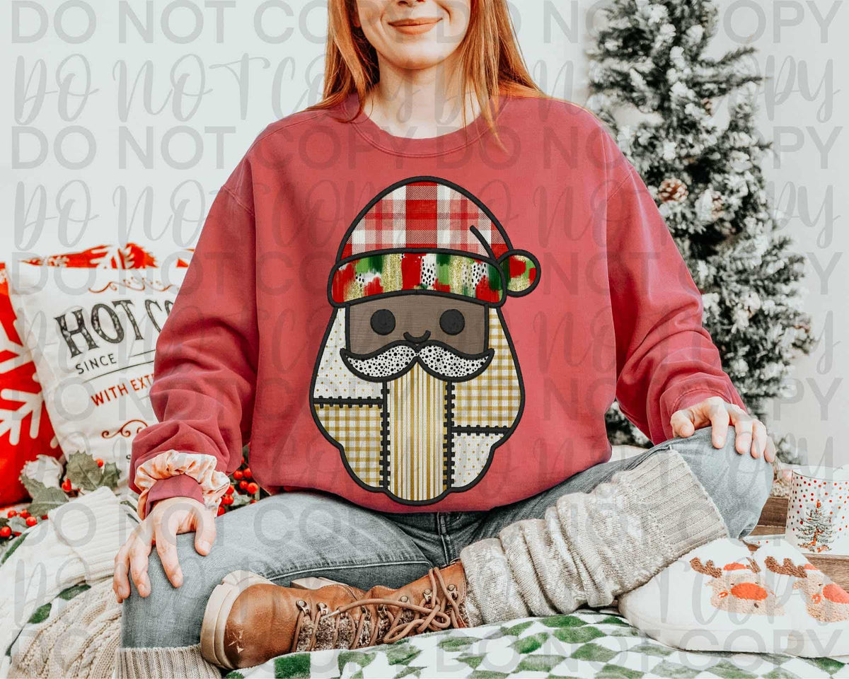 Patchwork Santa (dark skin tone) Revel 112814 DTF Transfer