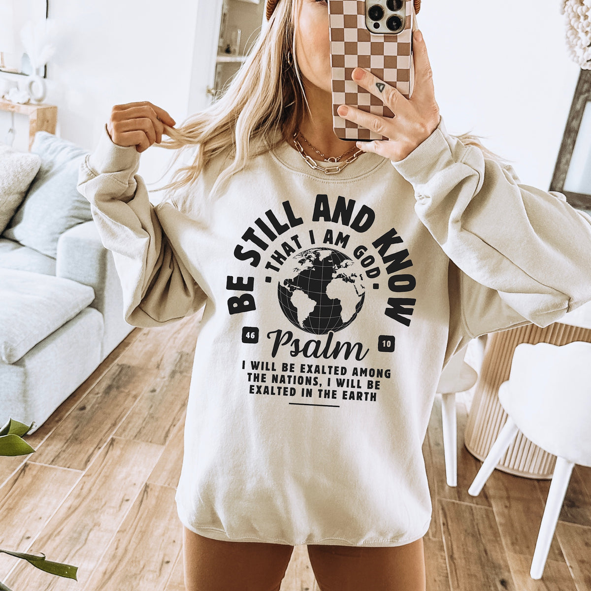Be still and know globe (black) DTF Transfer