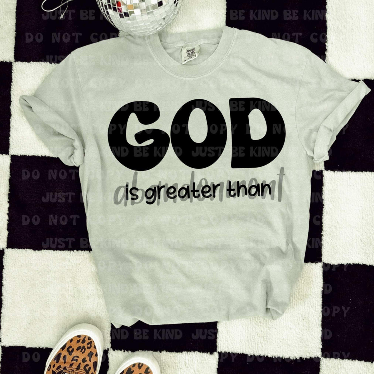 God is greater than abandonment black (VLB) 87402 DTF transfer