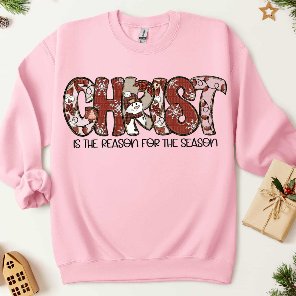 Christ is the reason for the season snowman pattern (SDD) DTF Transfer