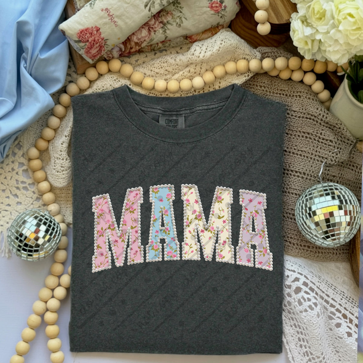 Mama faux pearls DTF Transfer