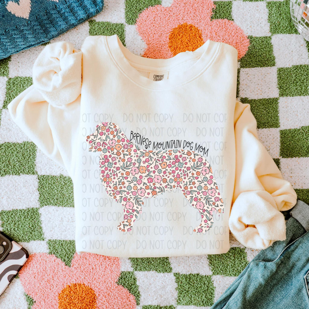 Bernese mountain dog mom floral puppy (SWD) 87805 DTF transfer