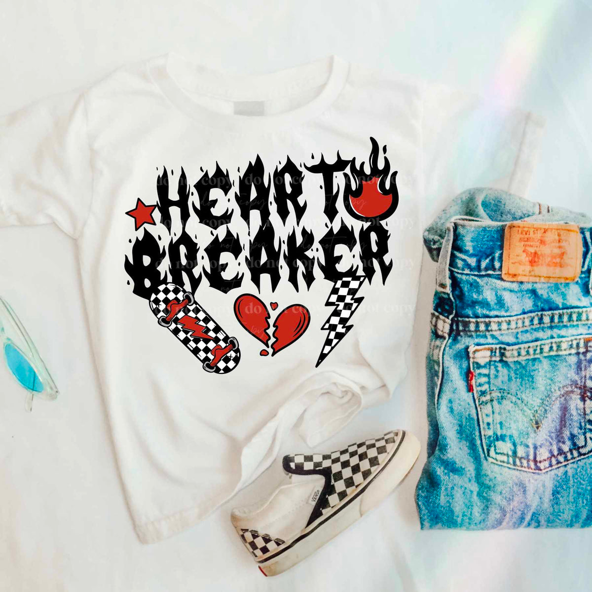 Heartbreaker skateboard, heart, lightning bolt (CSC) 77274 DTF transfer