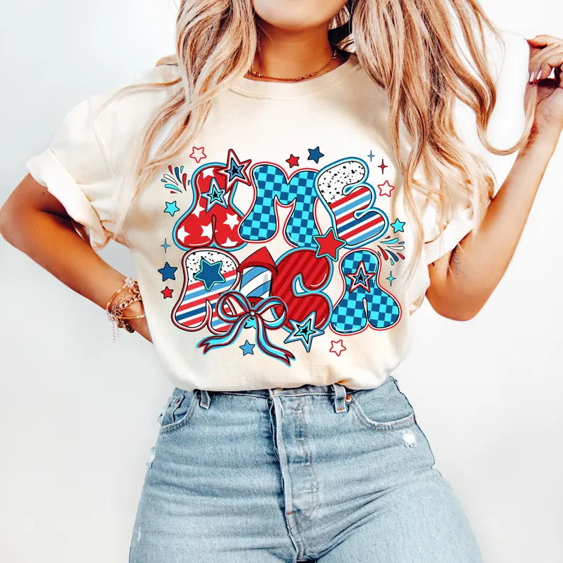 America patriotic patterned 94717 DTF transfer