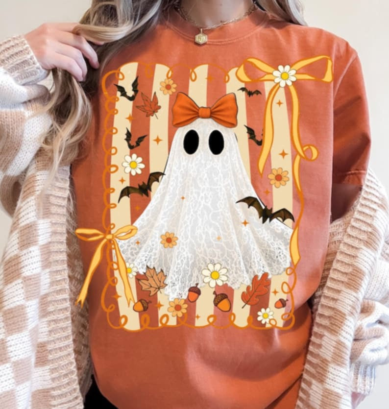 Girly Fall Lace Ghost DTF transfer