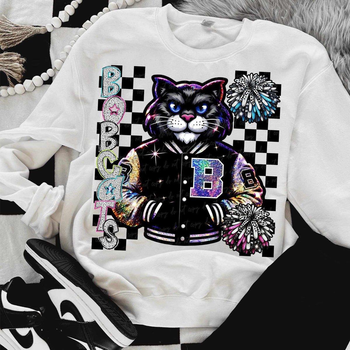 Bobcats Dalmatian filled with mascot pom poms (VIRGO) 58051 DTF transfer