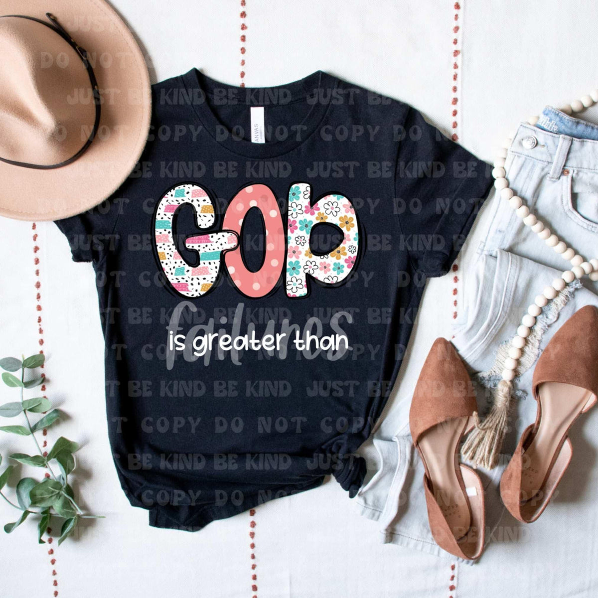 God is greater than failures color and white (VLB) 87416 DTF transfer