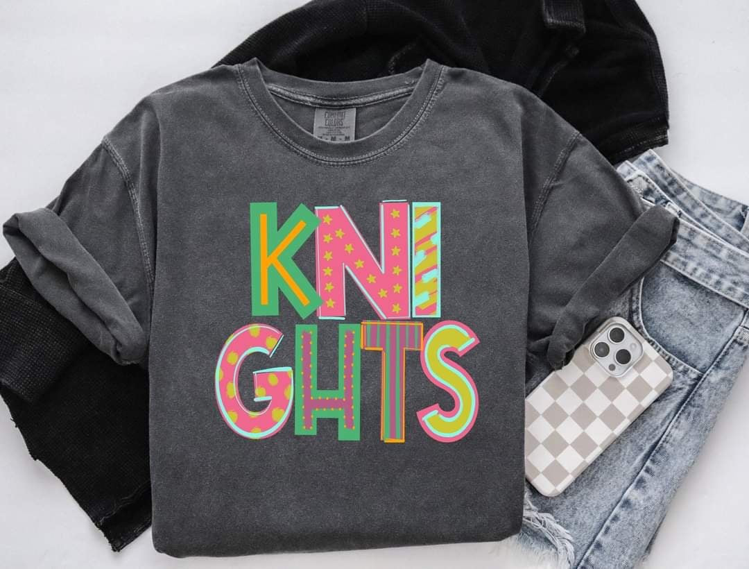 Knights patterned font (S&G) 60332 DTF transfer