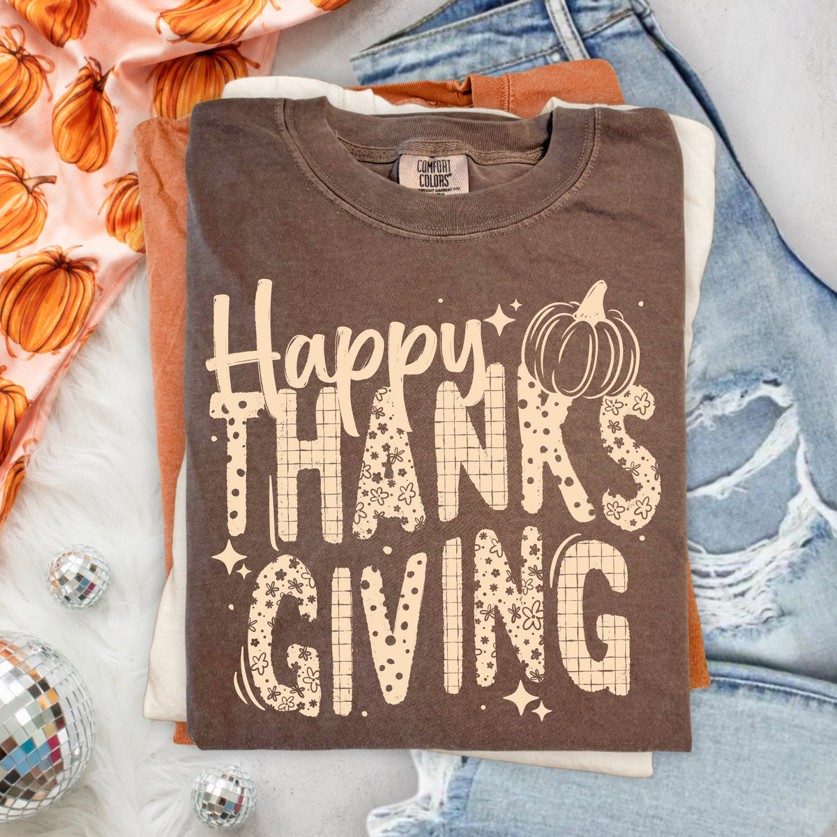 Happy Thanksgiving cream (Csc) DTF Transfer