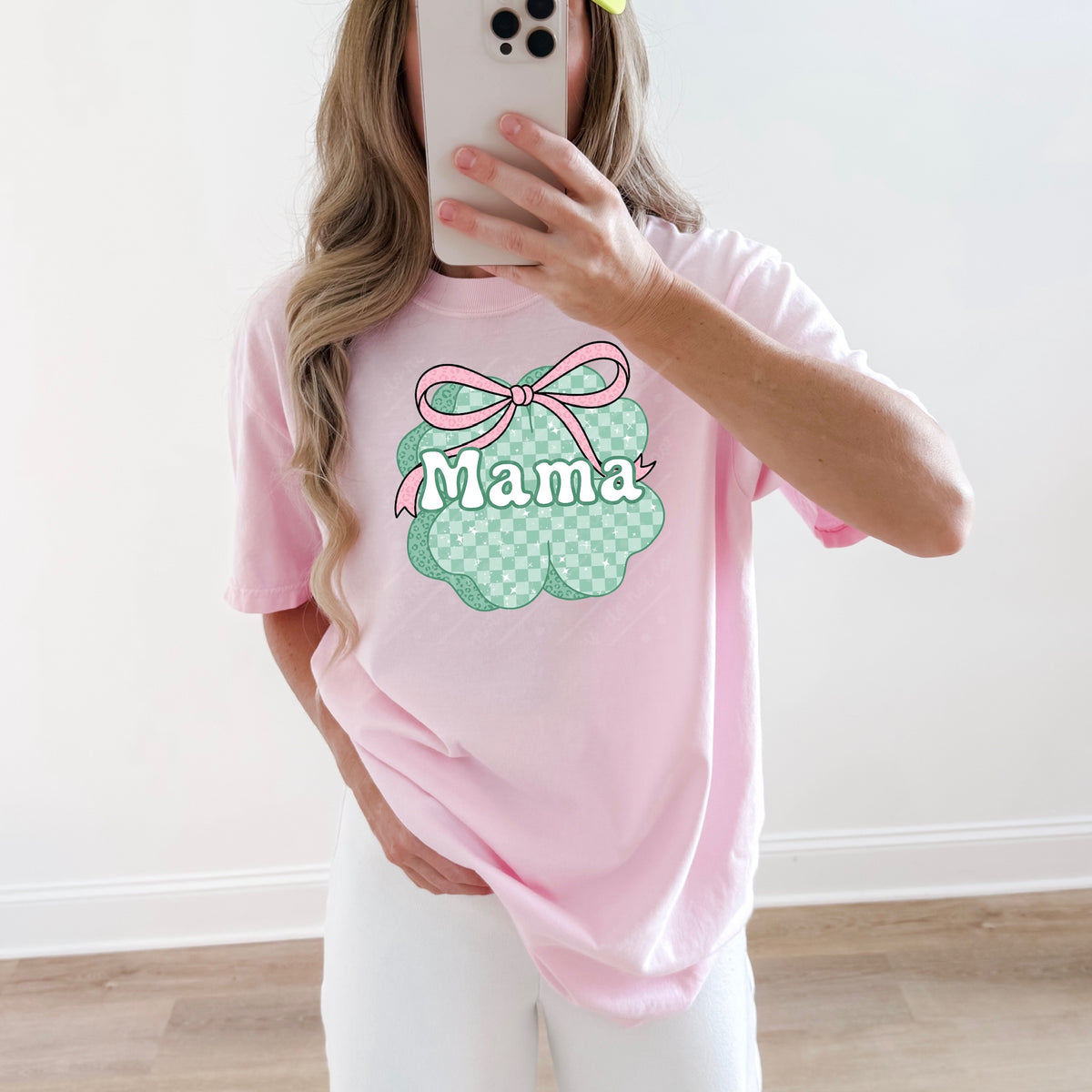 Mama clover and pink bow (MZ) DTF Transfer