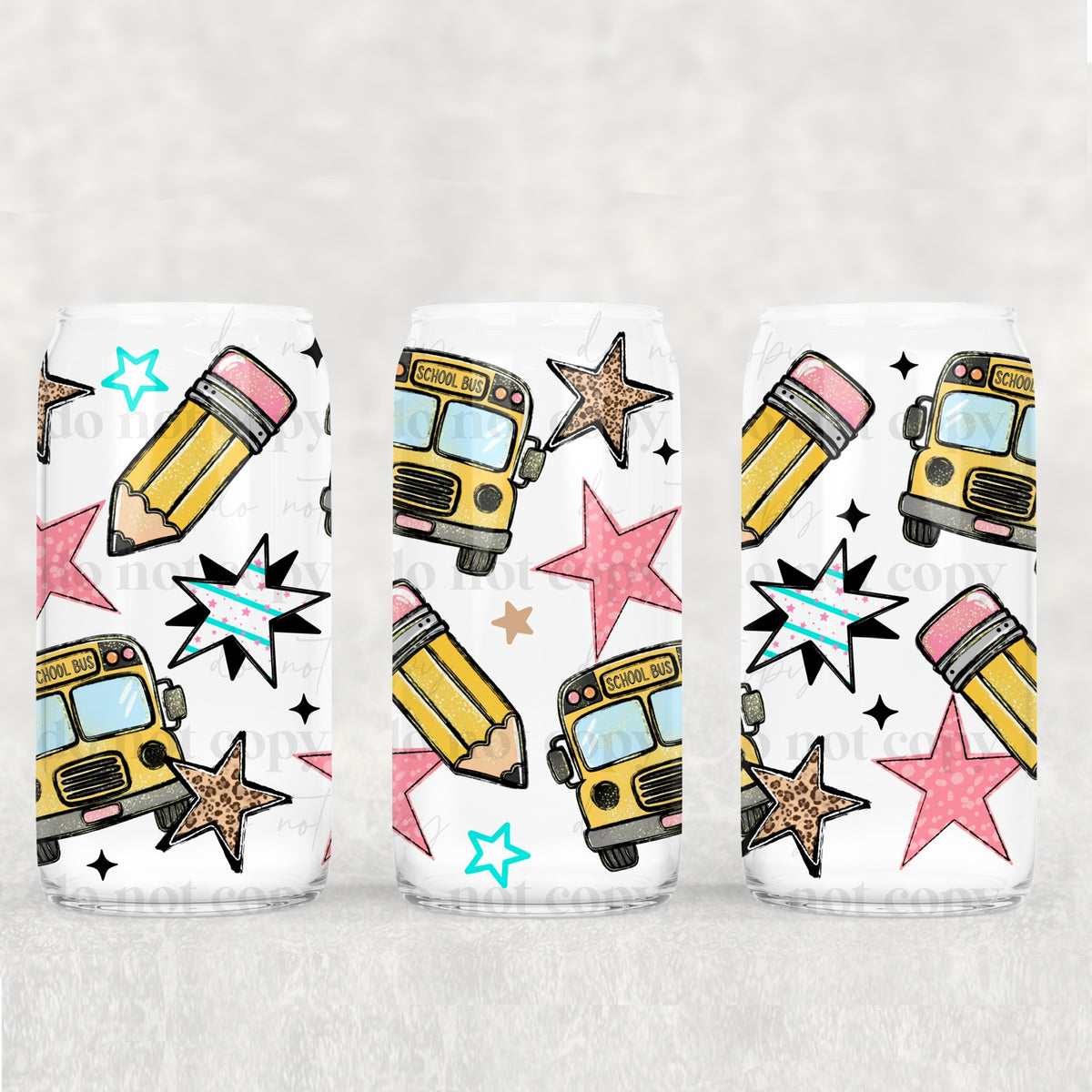 School Buses & pencils (exclusive) UV DTF WRAP