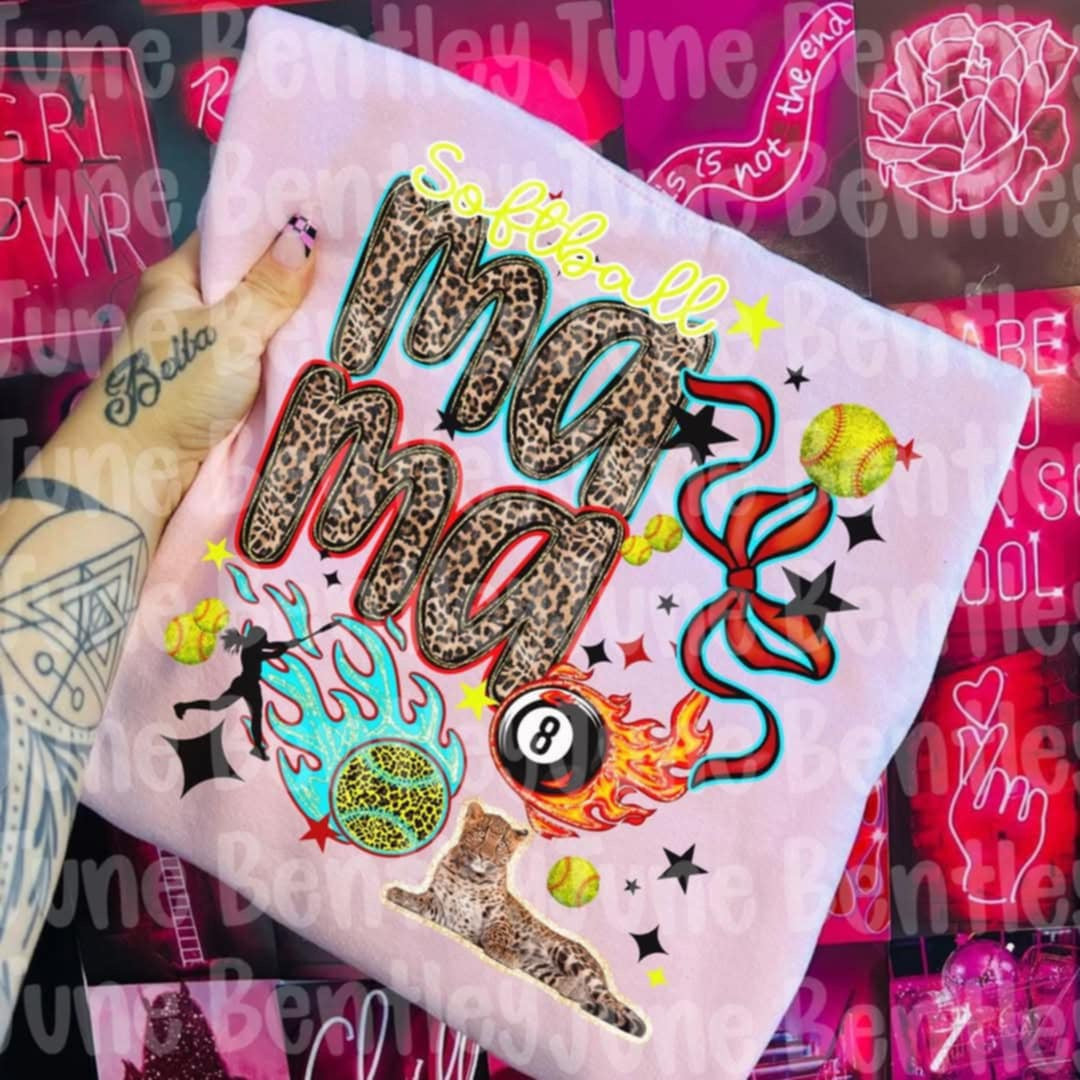 Softball mama leopard filled (JBD) 96558 DTF transfer