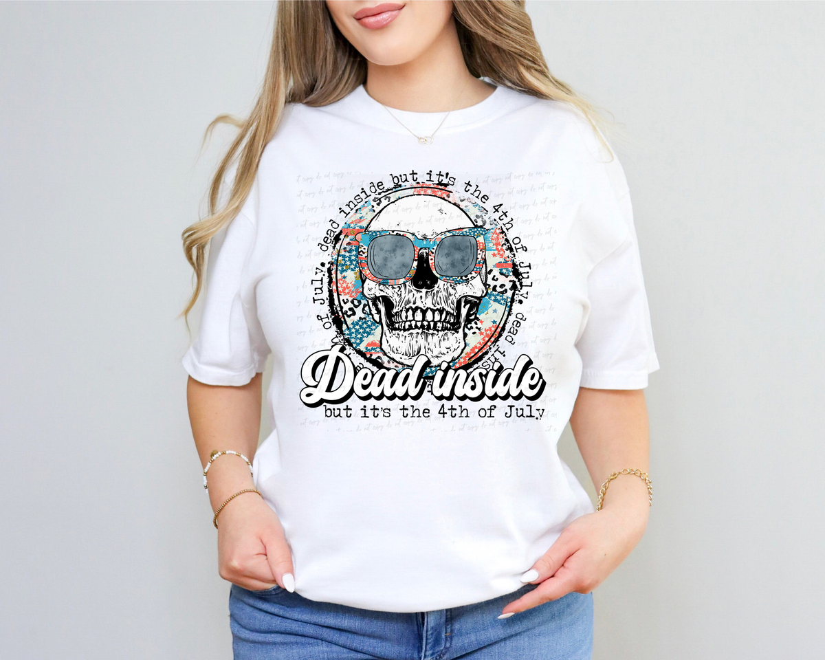 Dead Inside But It's The 4th of July Skull with Sunglasses 116376 DTF Transfer